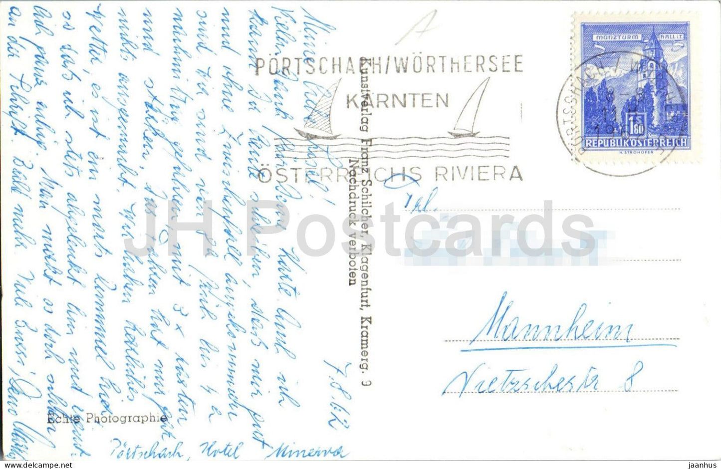 Portschach am Worthersee von der Gloriette - See - Stadt - Berge - Alpen - 770 - 1962 - Österreich - gebraucht