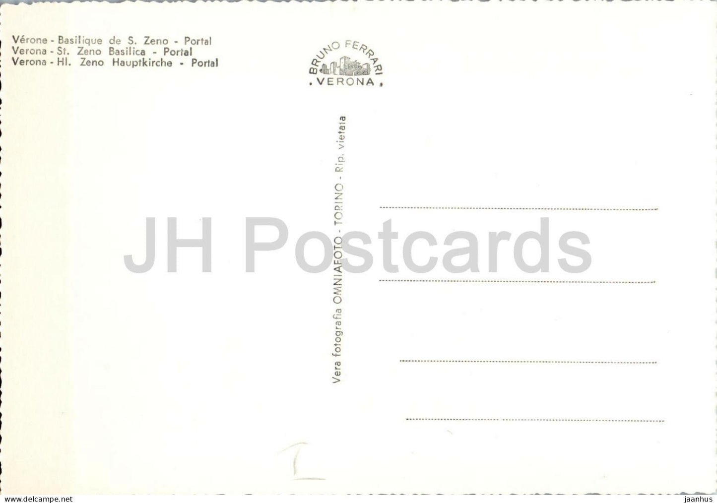 Verona - Chiesa di S. Zeno - Il Portale - St. Zeno Basilica - The Portal - cathedral 267 - old postcard - Italy - unused