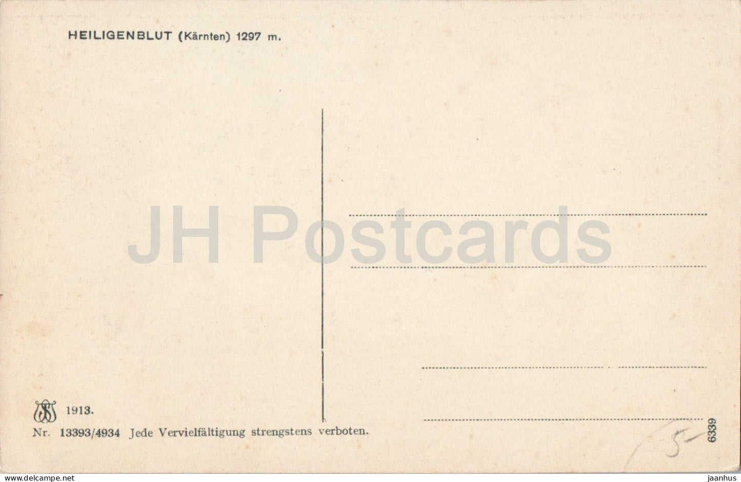 Heiligenblut - Karnten 1297 m - N° 13393/4934 - carte postale ancienne - 1913 - Autriche - inutilisée