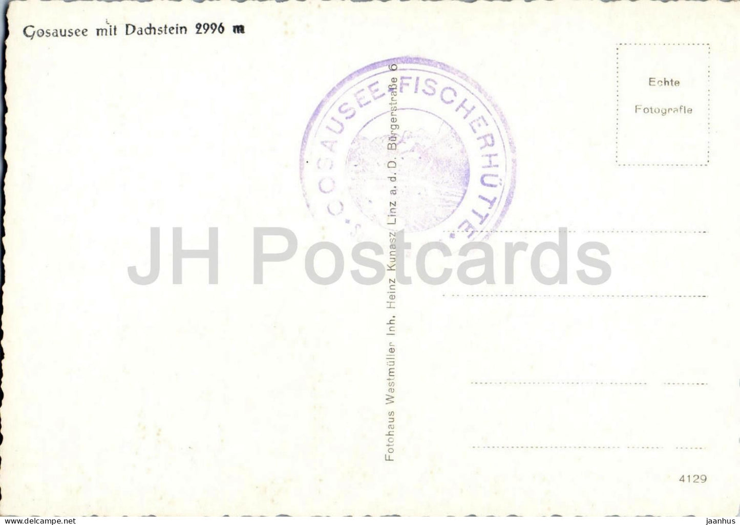 Gosausee mit Dachstein 2996 m - lake - mountains - alpine landscape - boat - 4129 - old postcard - Austria - unused