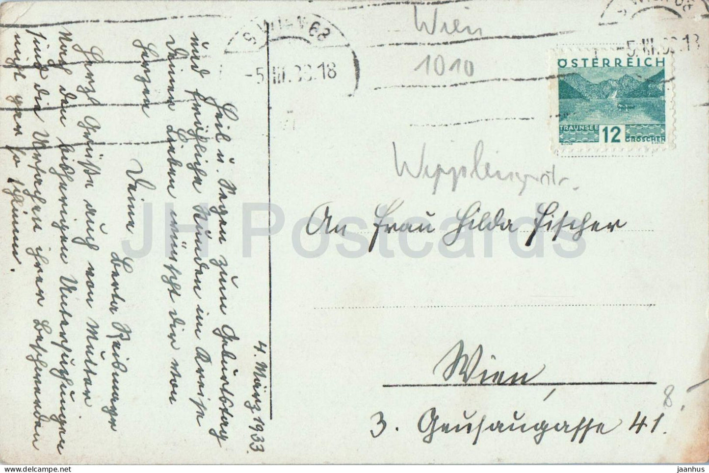 Wien - Vienna - Andromedabrunnen - fountain - old postcard - 1933 - Austria - used