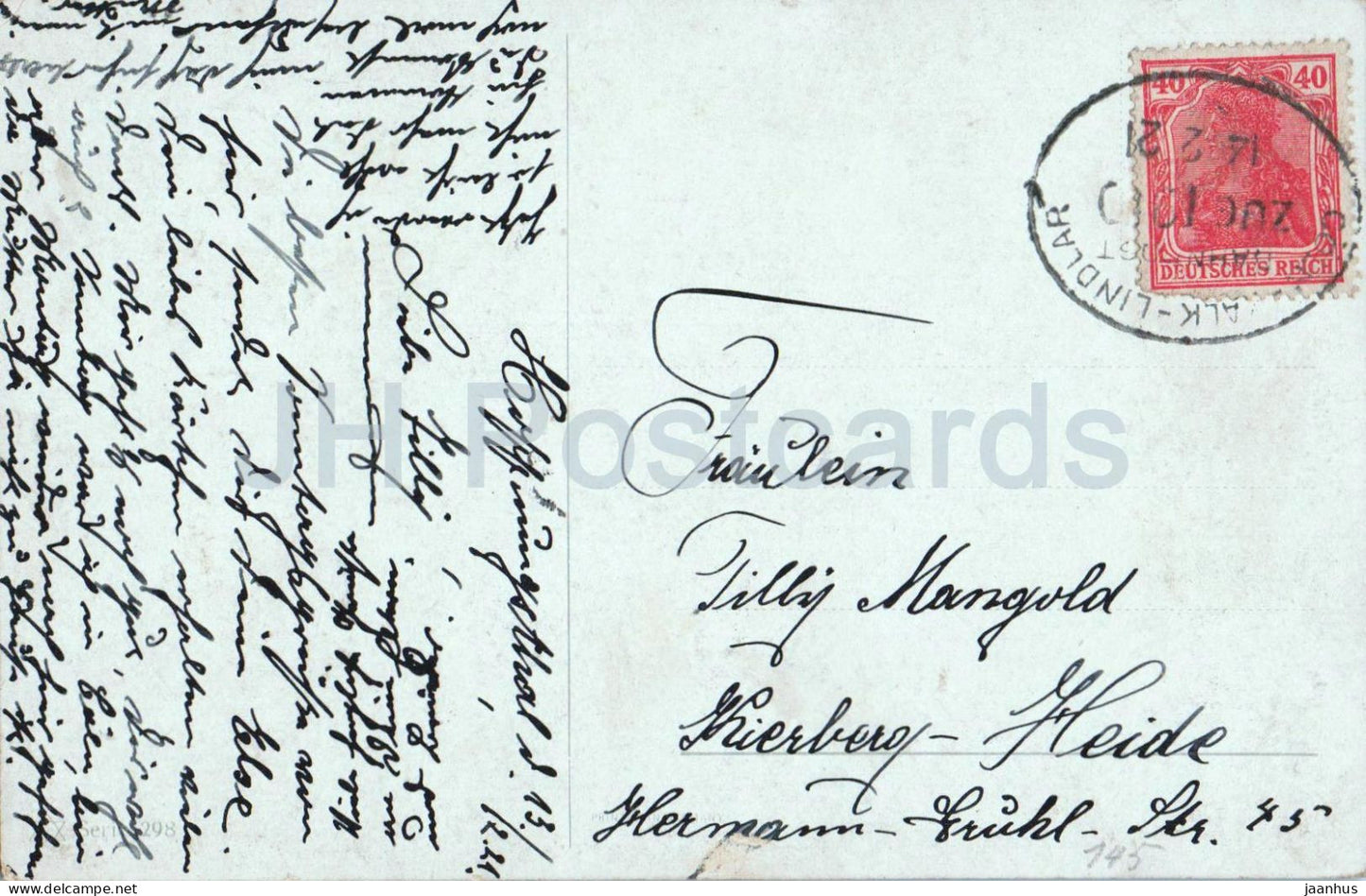 Illustration de H. Eiermann - Paysage d'hiver - Arbre - 298 - Carte postale ancienne - 1921 - Allemagne - Occasion