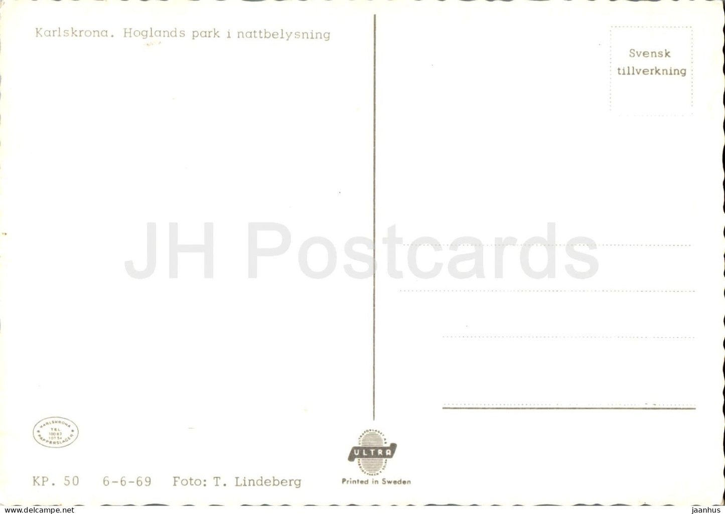 Karlskrona - Hoglands park i nattbelysning - Hogland's Park in night lights - 50 - Sweden - unused