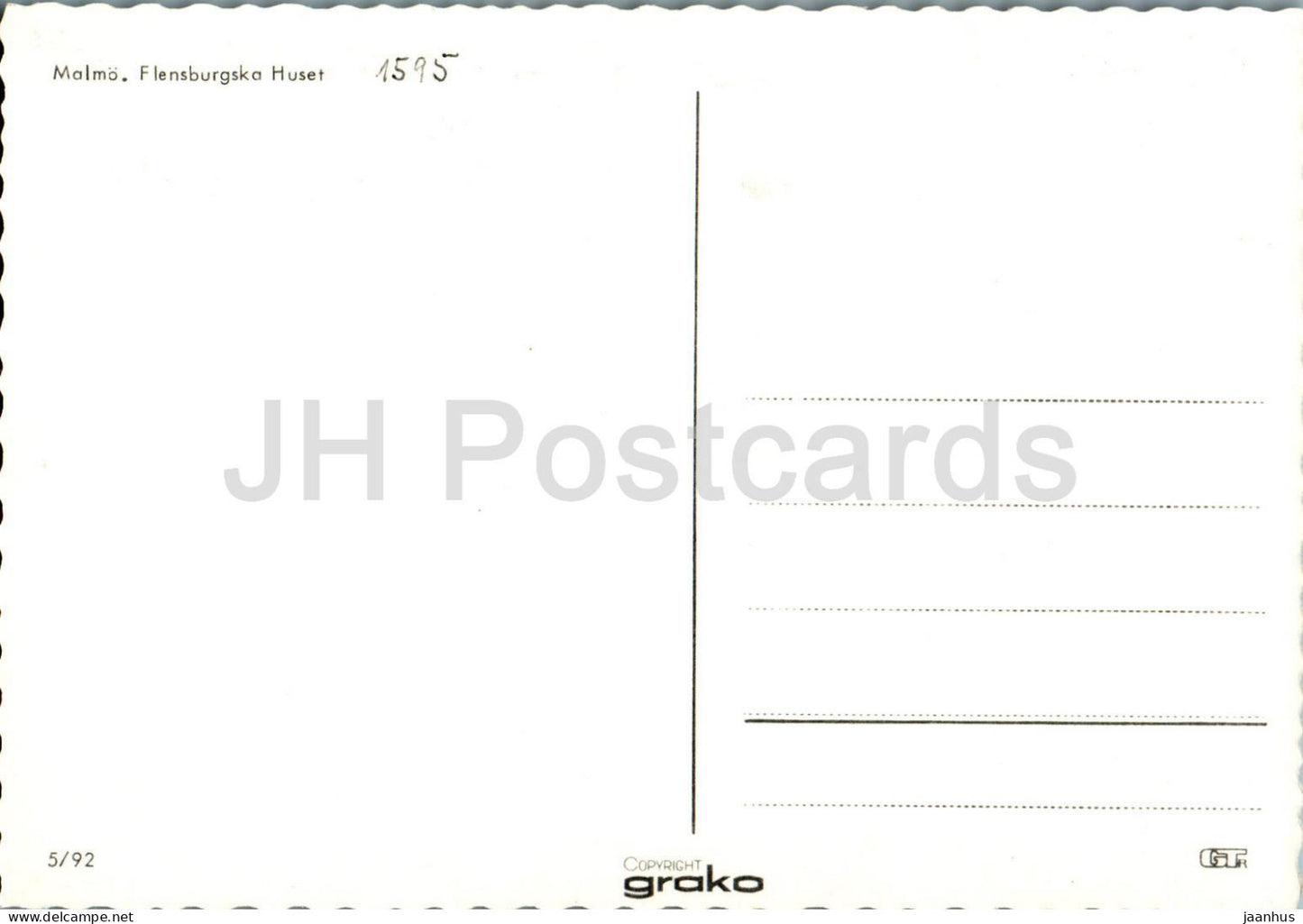 Malmö - Flensburgska Huset - 5/92 - Suède - inutilisé