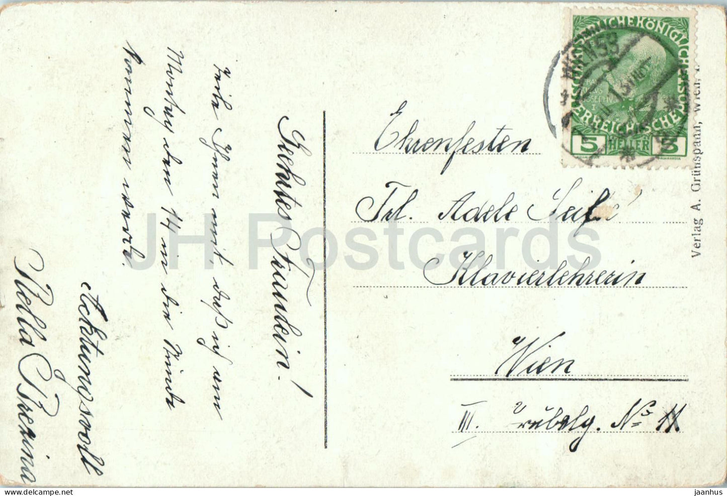 Wien - Vienna - Am Hof - City view - horse - monument - old postcard - 1913 - Austria - used