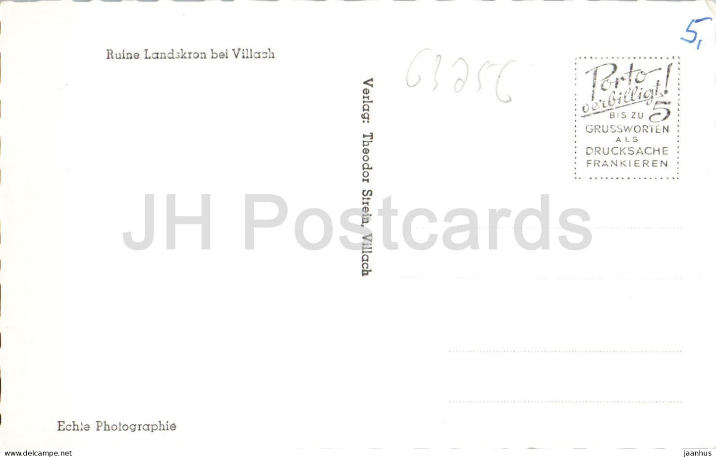 Burgruine Landskron bei Villach - Burgruine - Hügelkuppe - historisches Denkmal - alte Postkarte - Österreich - unbenutzt