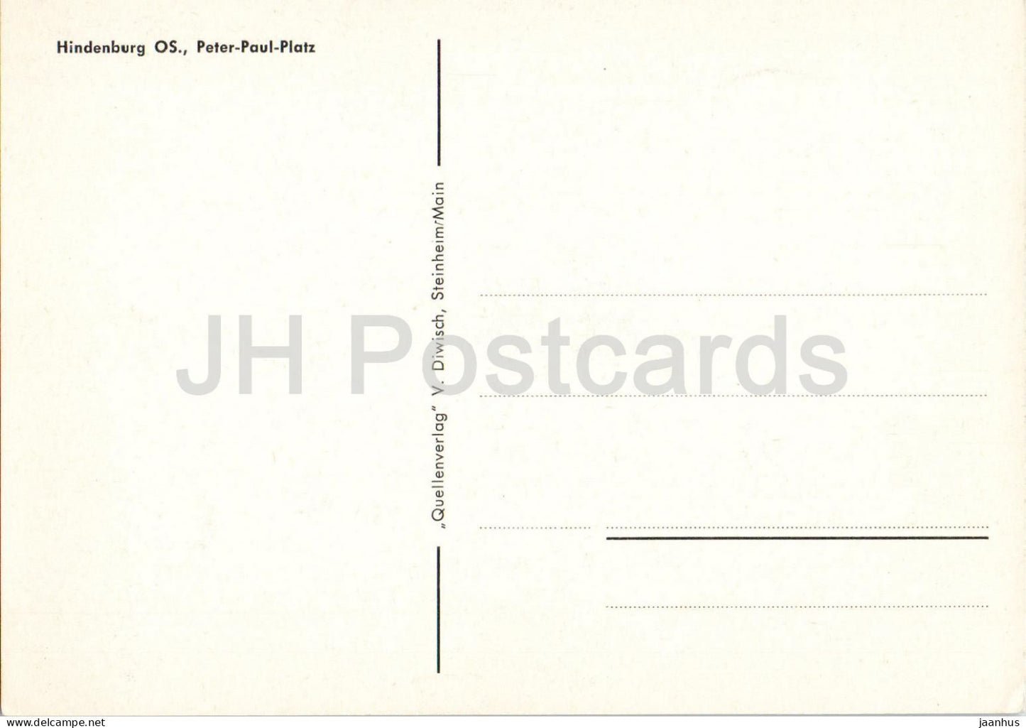 Hindenburg OS. - Zabrze - Peter Paul Platz - Platz - Straßenbahn - Schlesien - Schlesien - alte Postkarte - Polen - unbenutzt