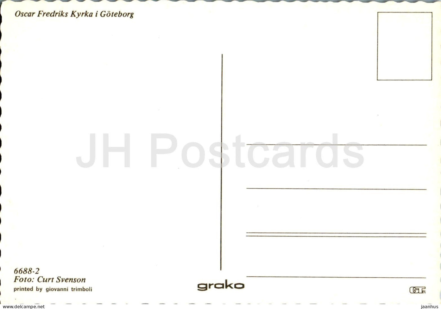 Goteborg - Oscar Fredriks Kyrka - church - 6688-2 - Sweden - unused