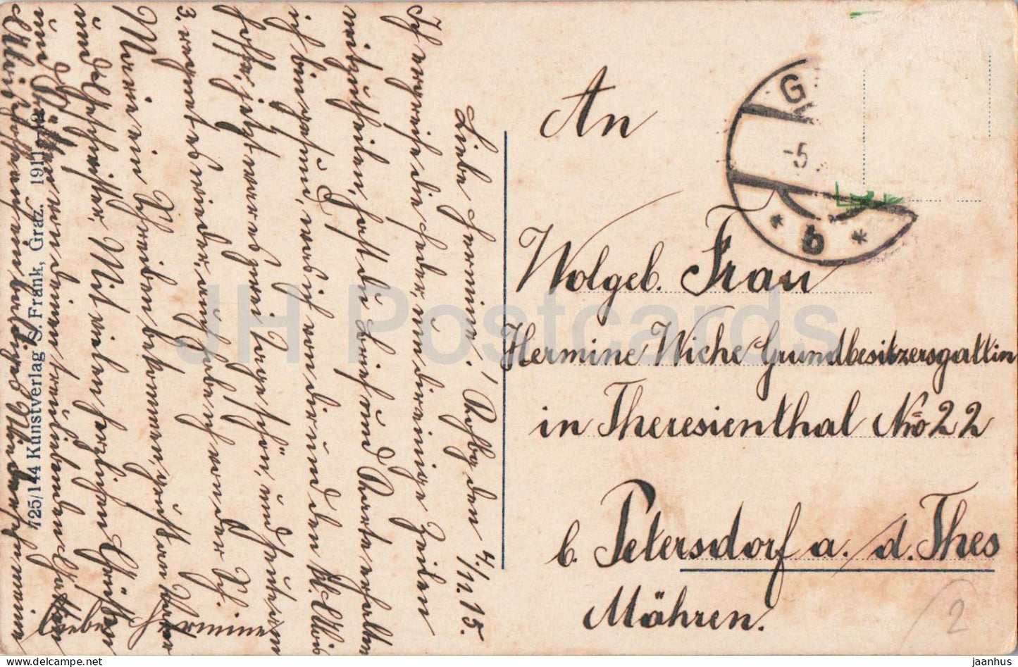 Graz - Hilmteich - parc - bateau - 725/144 - carte postale ancienne - 1915 - Autriche - usagée