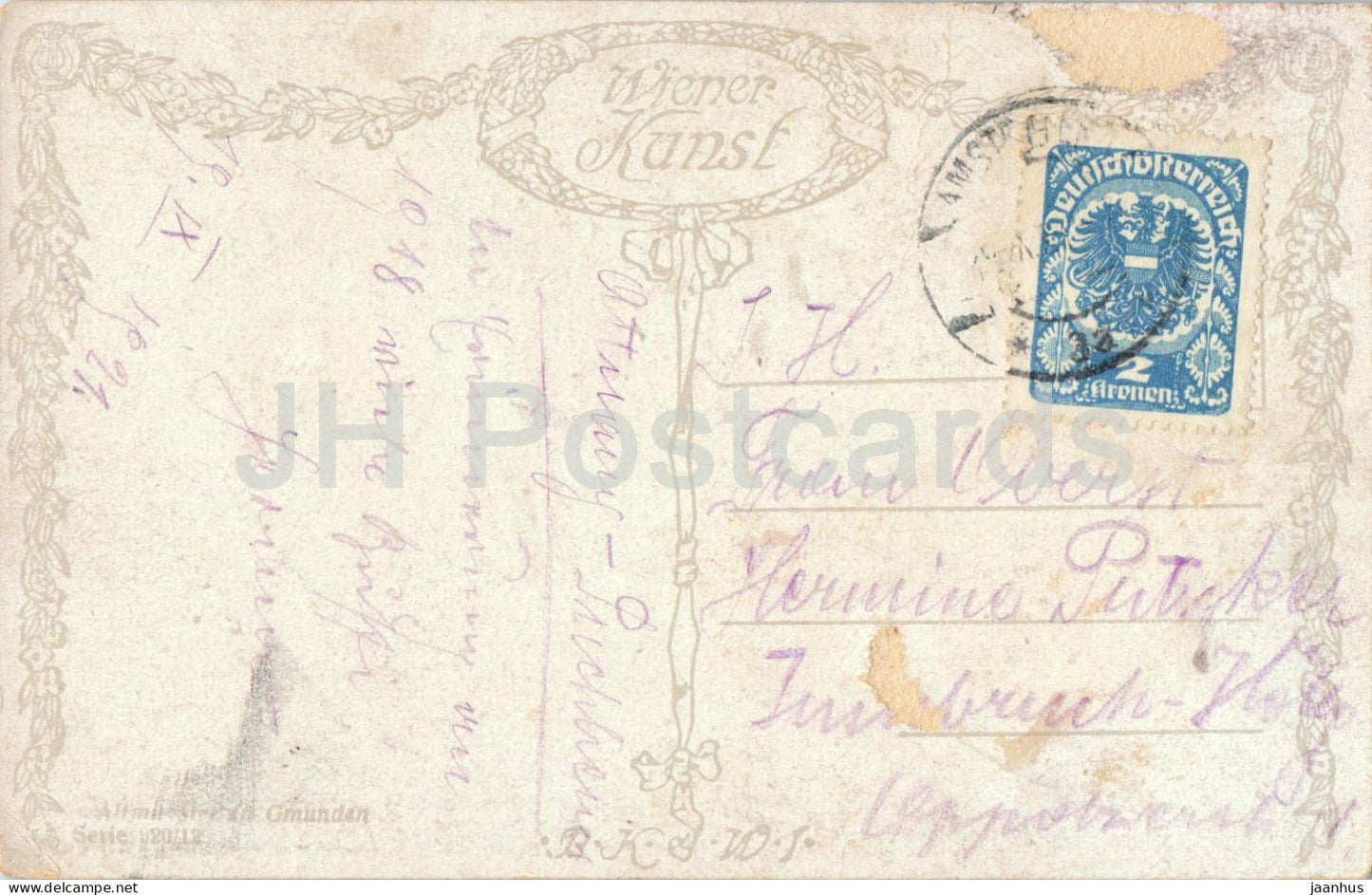 Altmunster bei Gmunden - cathedral - Wiener Kunst - illustration - 920/12 - old postcard - Austria - used