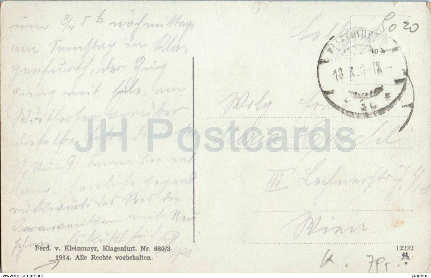 Klagenfurt mit Karawanken - colorful panorama with mountain backdrop - 680 - old postcard - 1910s - Austria - used