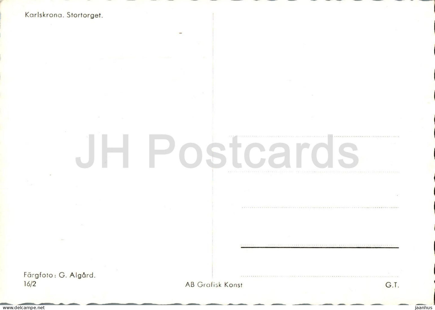 Karlskrona - Stortorget - Main Square - 16/2 - Sweden - unused