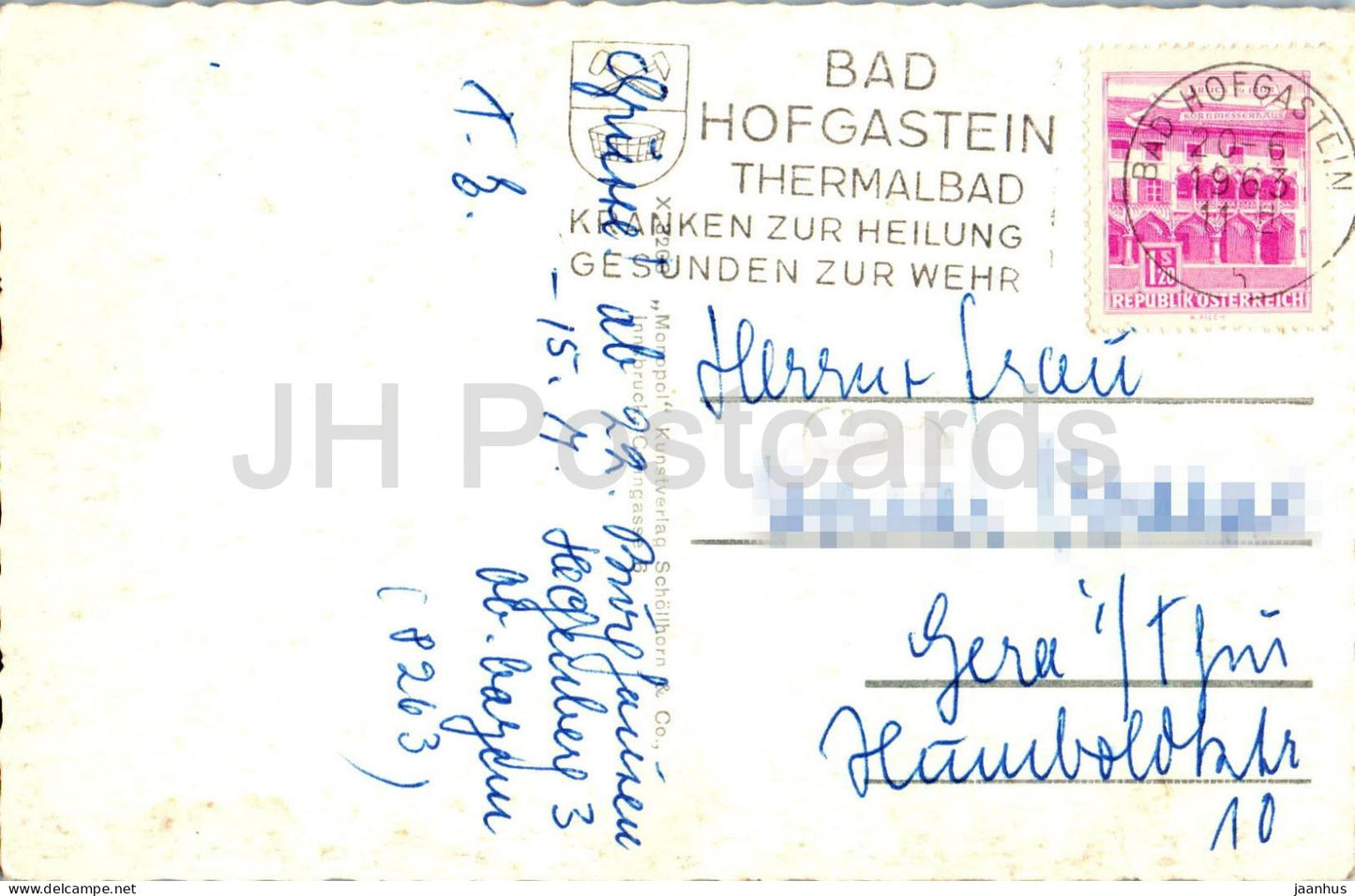 Thermalbad Hofgastein 869 m Salzburg - mountains - valley - 1963 - Austria - used