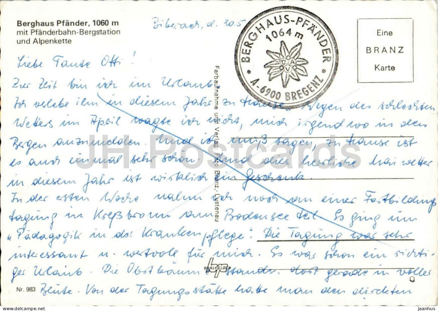 Berghaus Pfänder 1060 m - Pfänderbahn Bergstation - Alpenkette - Alpen - Berge - Österreich - gebraucht