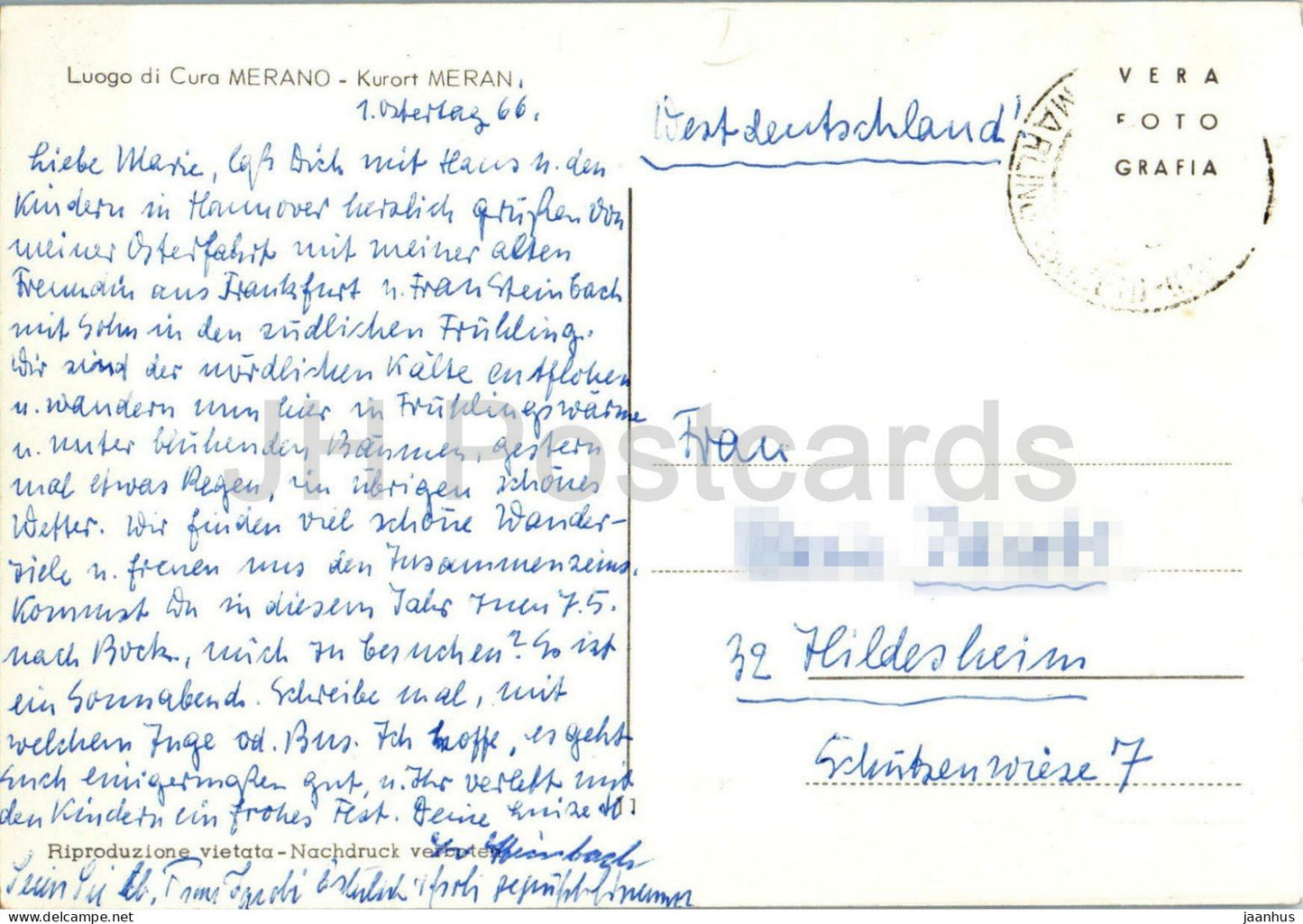 Luogo di Cura Merano - Kurort Meran - spa town - panorama - palm trees - Alps - mountains - 1966 - Italy - used
