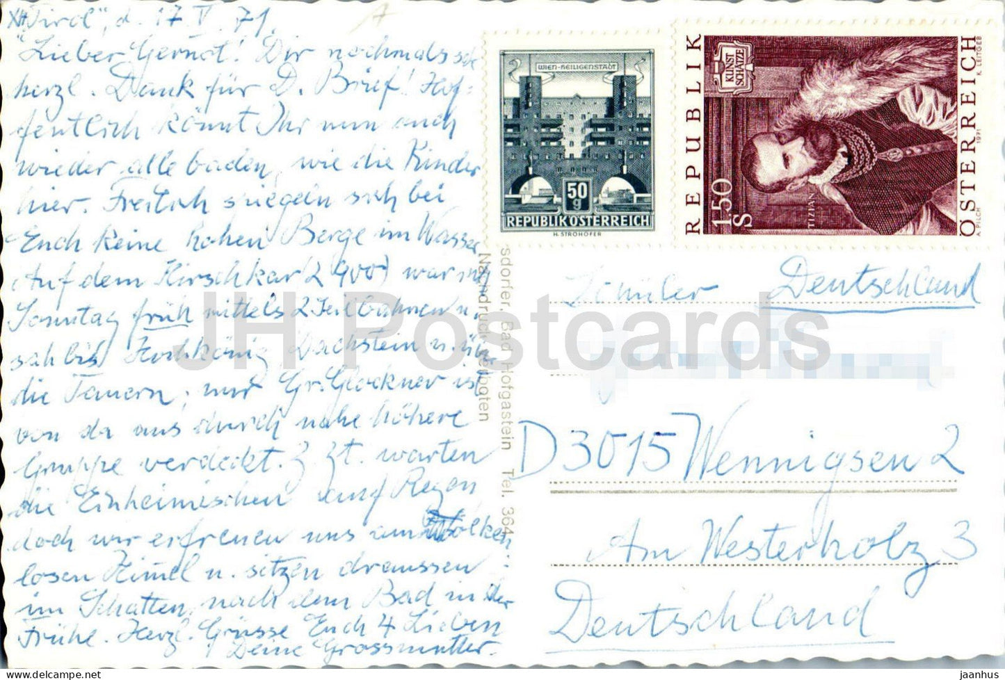 Bad Hofgastein 870 m - Schwimmbad - Ort - Schwimmbecken - Alpen - 1971 - Österreich - gebraucht