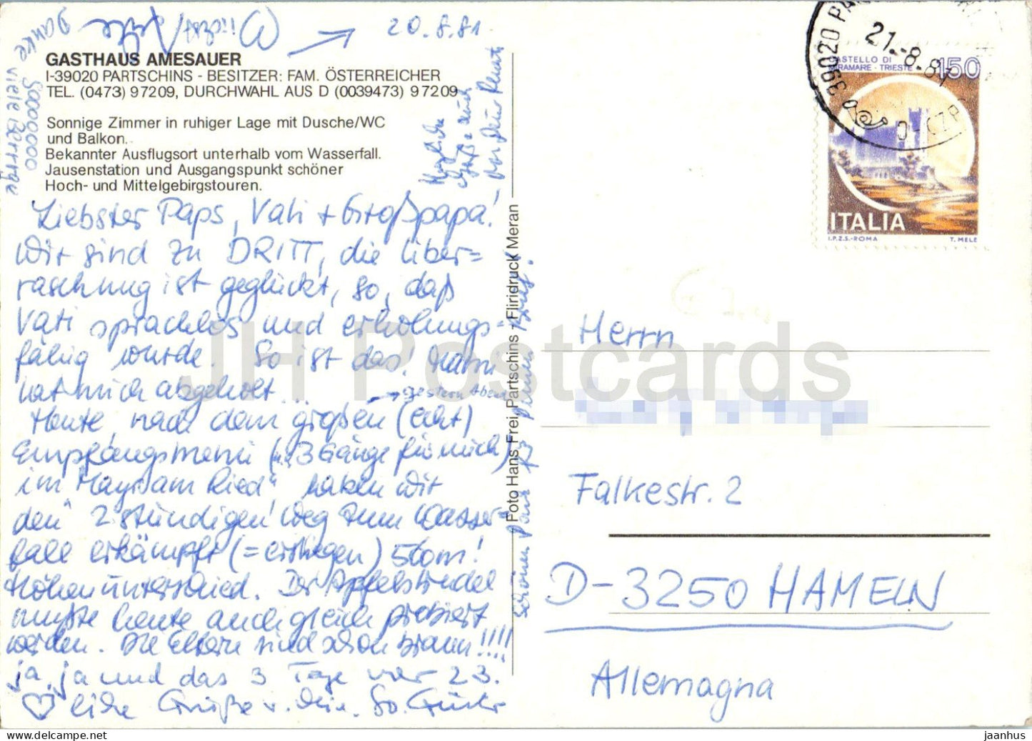 Gasthaus Amesauer - Inn - guesthouse - interior - waterfall - Tirol - multiview - 1981 - Italy - used