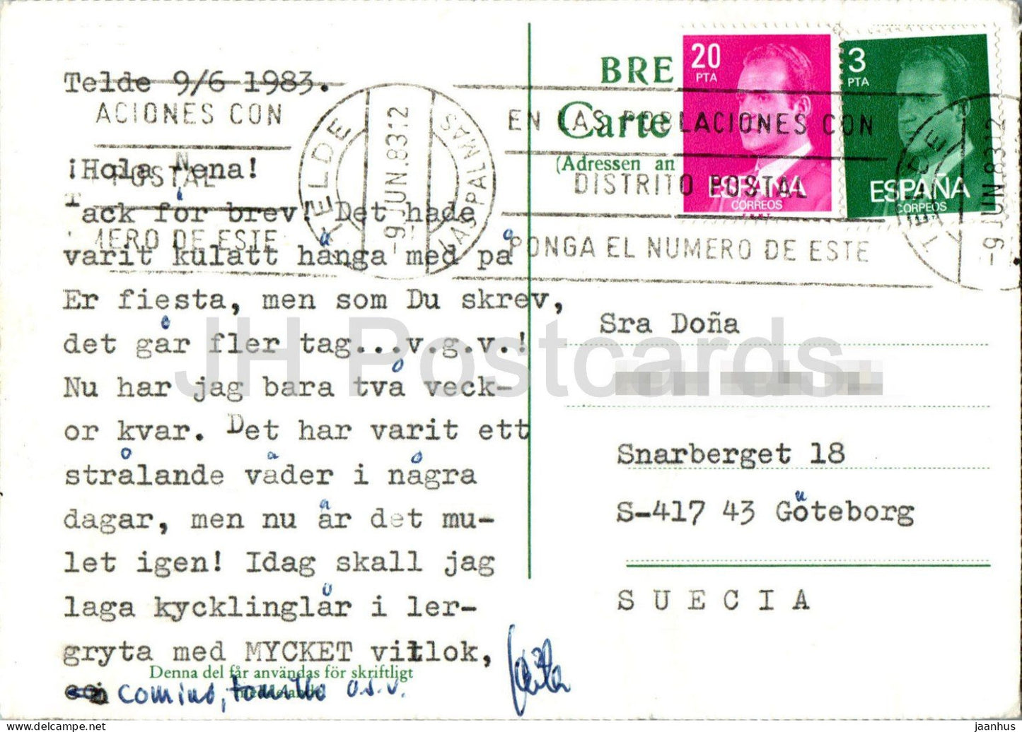 Goteborg - Station Statens Jarnvagars - REPRODUCTION - 1983 - Suède - d'occasion