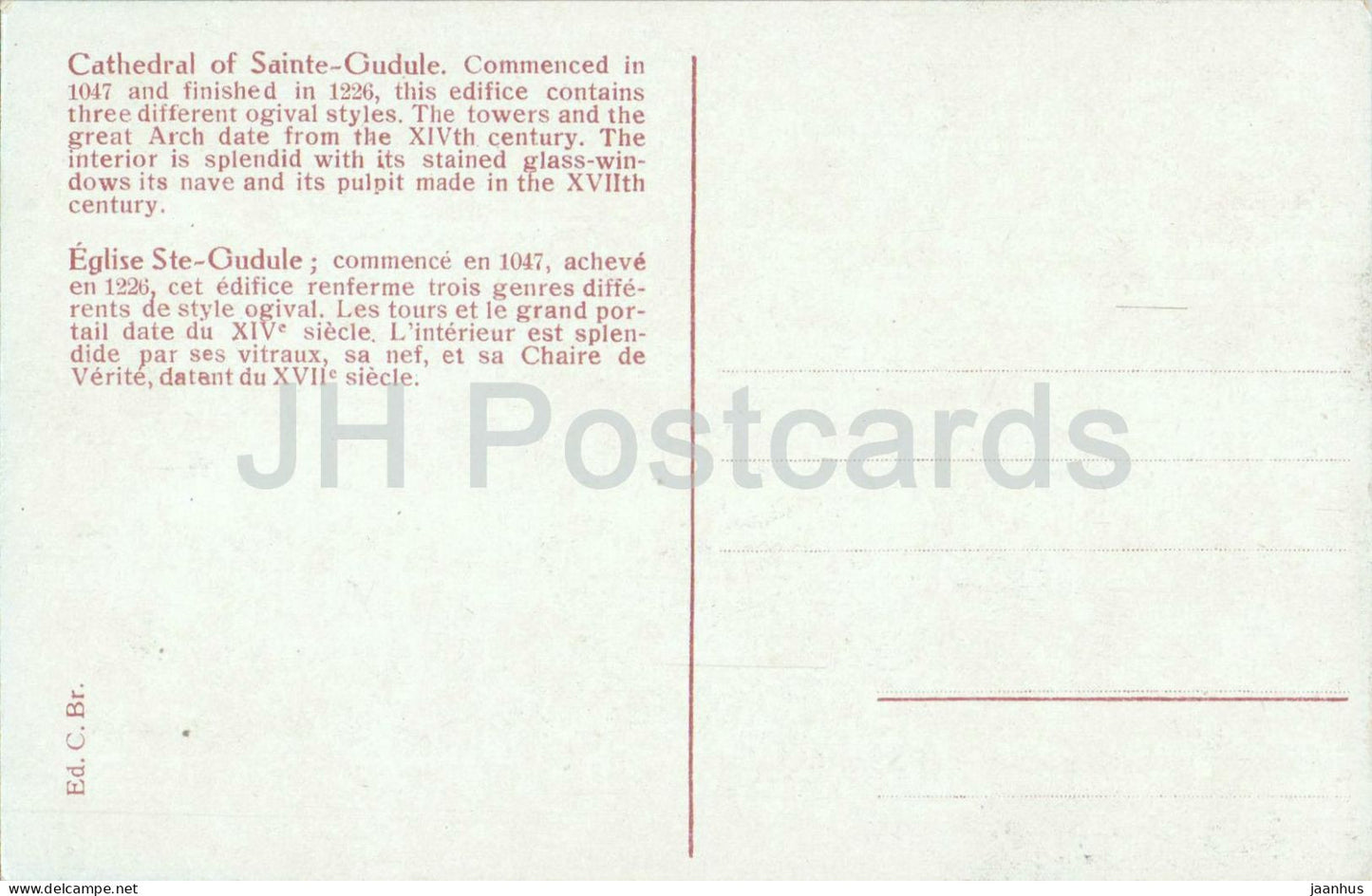 Brussels - Bruxelles - Eglise Sainte Gudule - church - old postcard - Belgium - unused