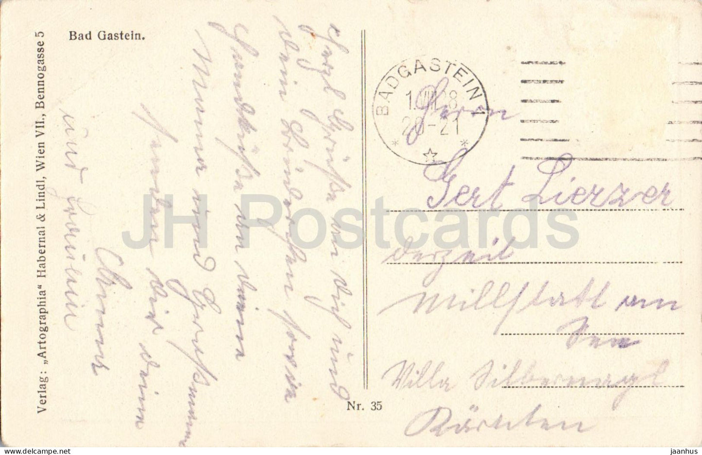 Bad Gastein 1046 m - No. 35 - old postcard - 1928 - Austria - used