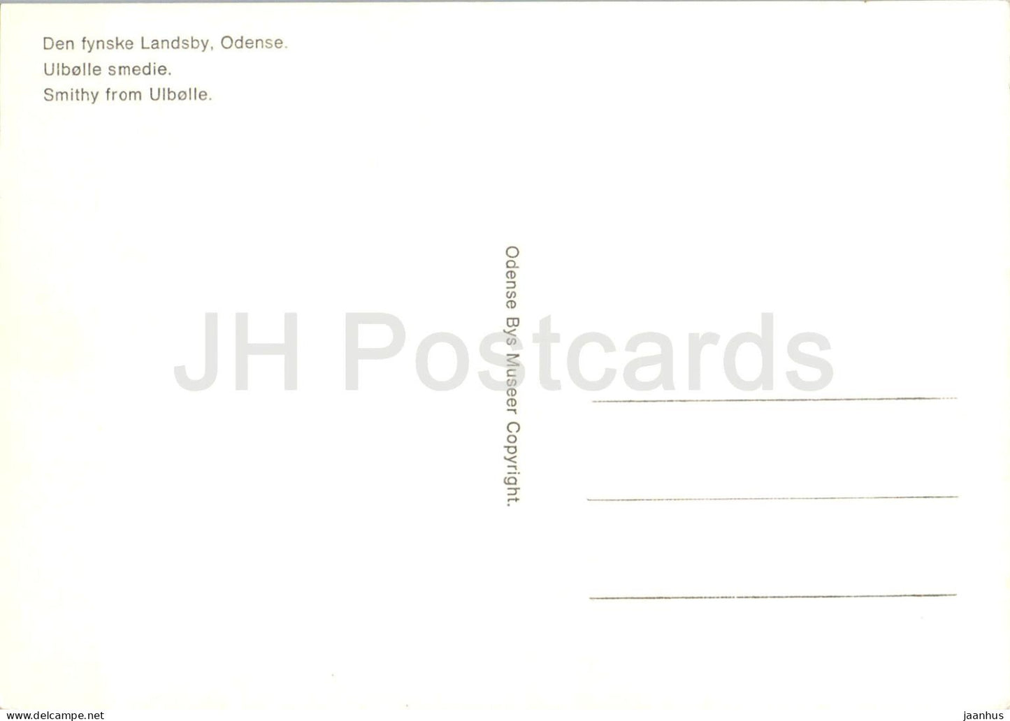 Odense - Den fynske Landsby - Ulbolle smedie - Smithy - village smithy windmill - old postcard - Denmark - unused