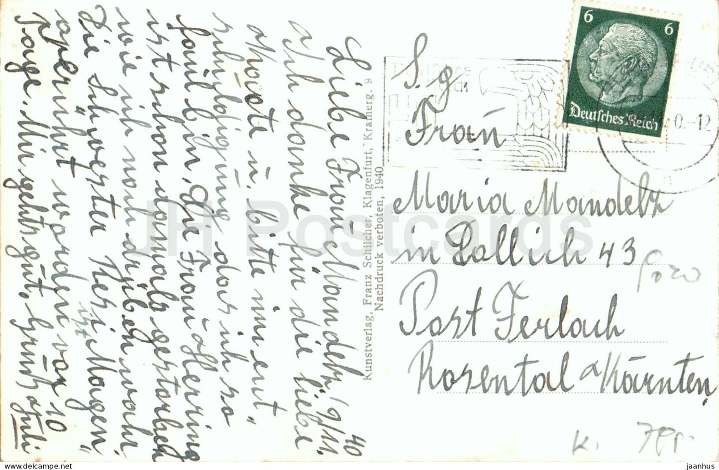 Ausblick vom Strandcafe Klagenfurt - Worthersee - steamship - boat - No. 823 - old postcard - 1940 - Austria - used