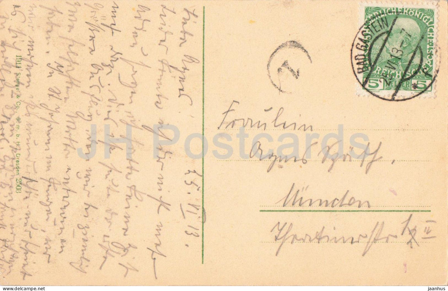 Badgastein 1046 m - Bad Gastein - No. 2003 - old postcard - 1913 - Austria - used