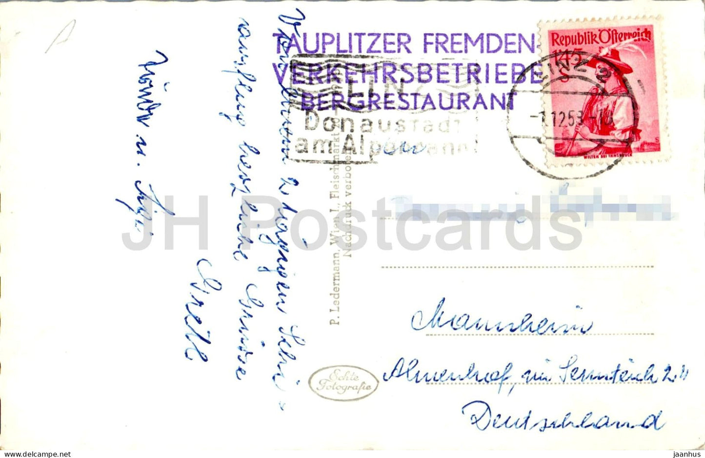 Berglift Tauplitzalm 1700 m Bergstation - Alpen - Skilift - Berge - 42314 - alte Postkarte - 1958 - Österreich - gebraucht