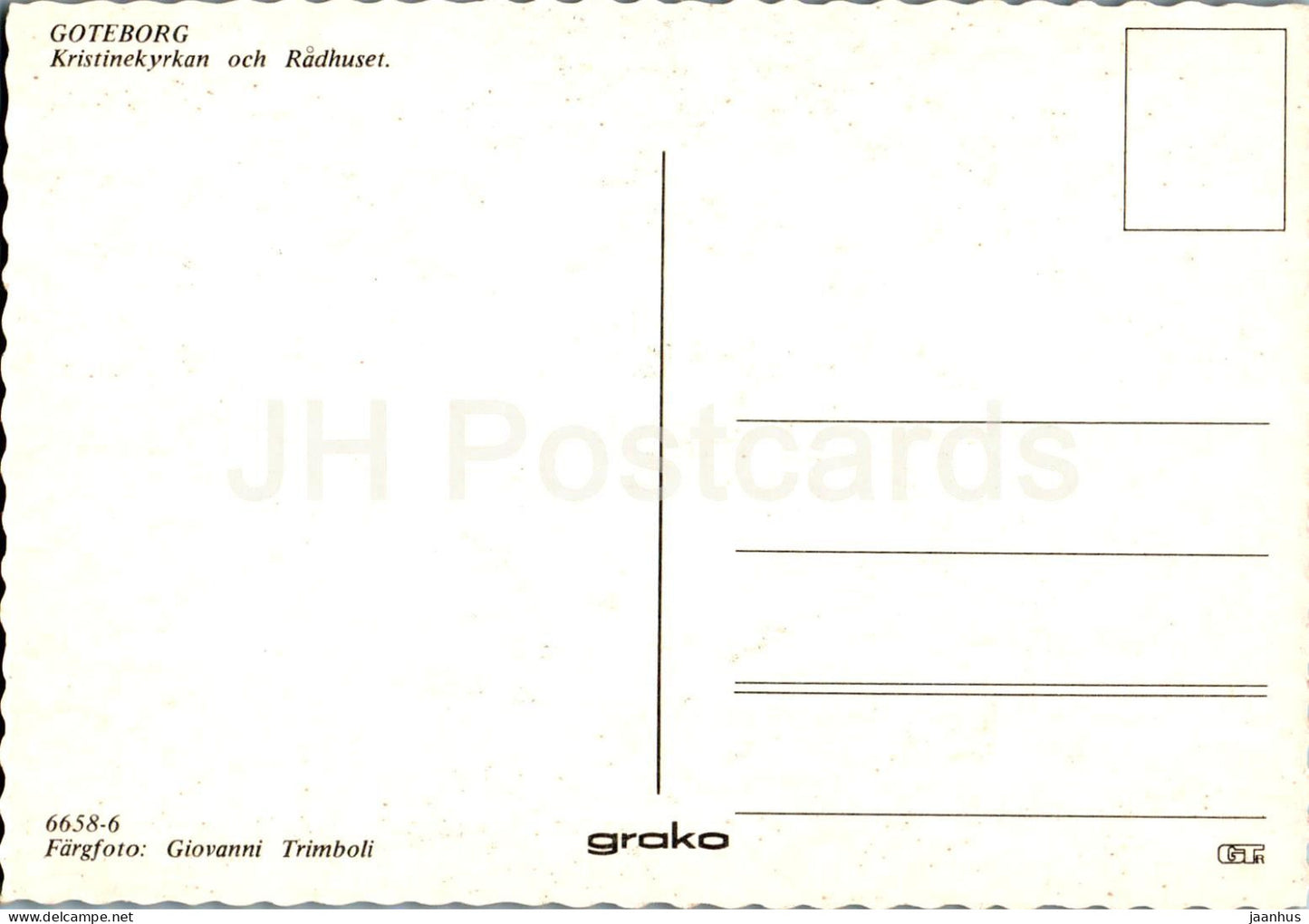 Goteborg - Kristinekyrkan och Radhuset - hôtel de ville - bateau - église - 6658-6 - Suède - inutilisé