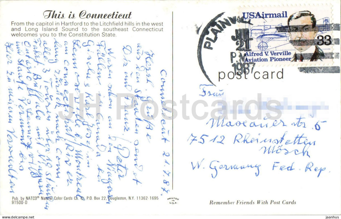 Grüße aus Connecticut USA - Hartford Capitol - Flussboot - Winterszene - Mehrfachansicht - 1987 - USA - gebraucht