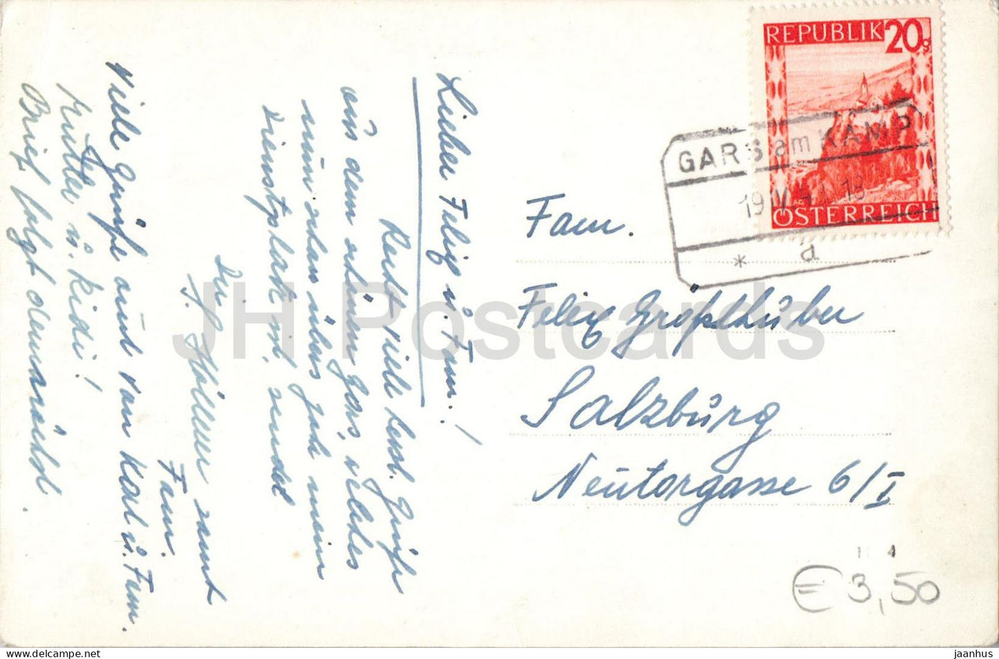 Gars - Thunau am Kamp - vue aérienne - vallée fluviale - n° 3425 - 1948 - Autriche - d'occasion