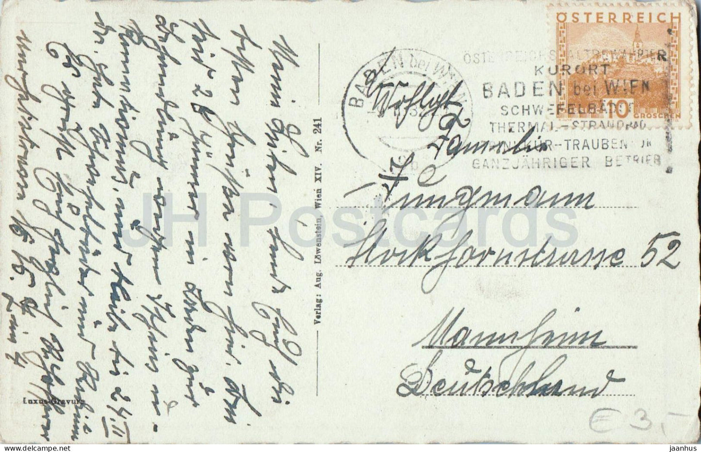 Kurort Baden bei Wien - Panorama - église - carte postale ancienne - N° 241 - 1932 - Autriche - utilisé
