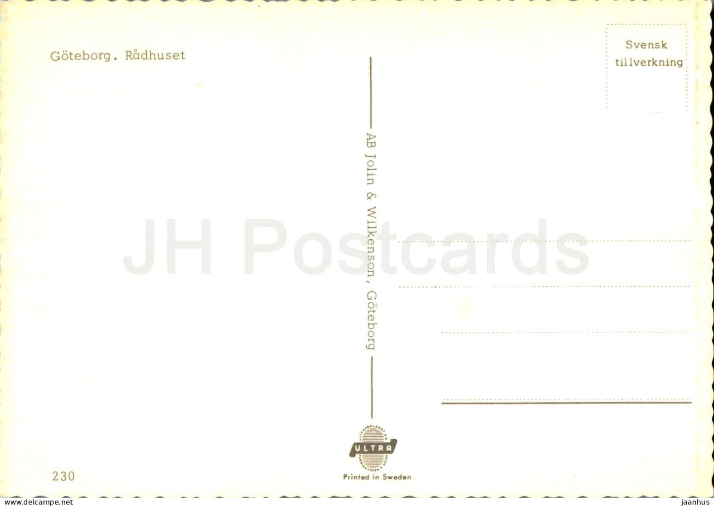 Goteborg - Radhuset - Hôtel de ville - bateau Paddan - 230 - Suède - inutilisé