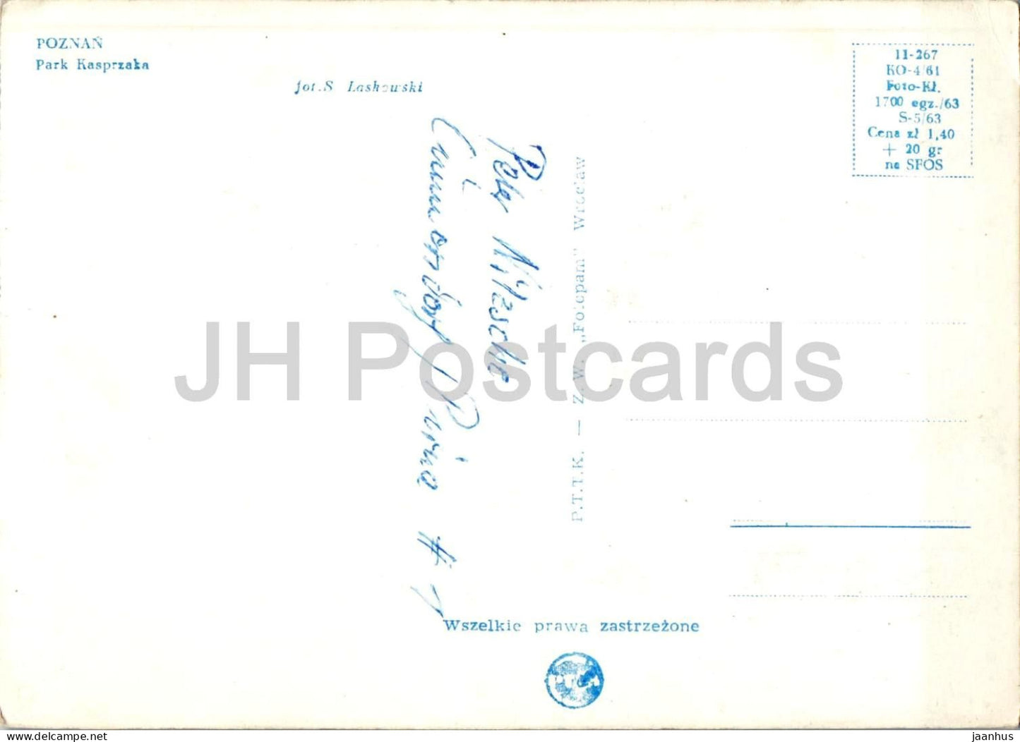 Posen - Park Kasprzaka - Springbrunnen - alte Postkarte - Polen - gebraucht