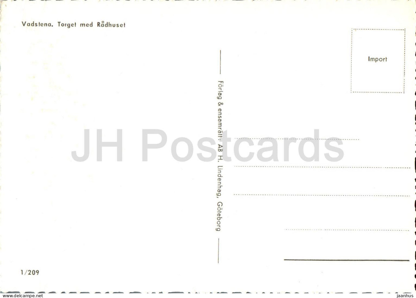 Vadstena - Torget med Radhuset - Town Hall Square - 1/209 - Sweden - unused