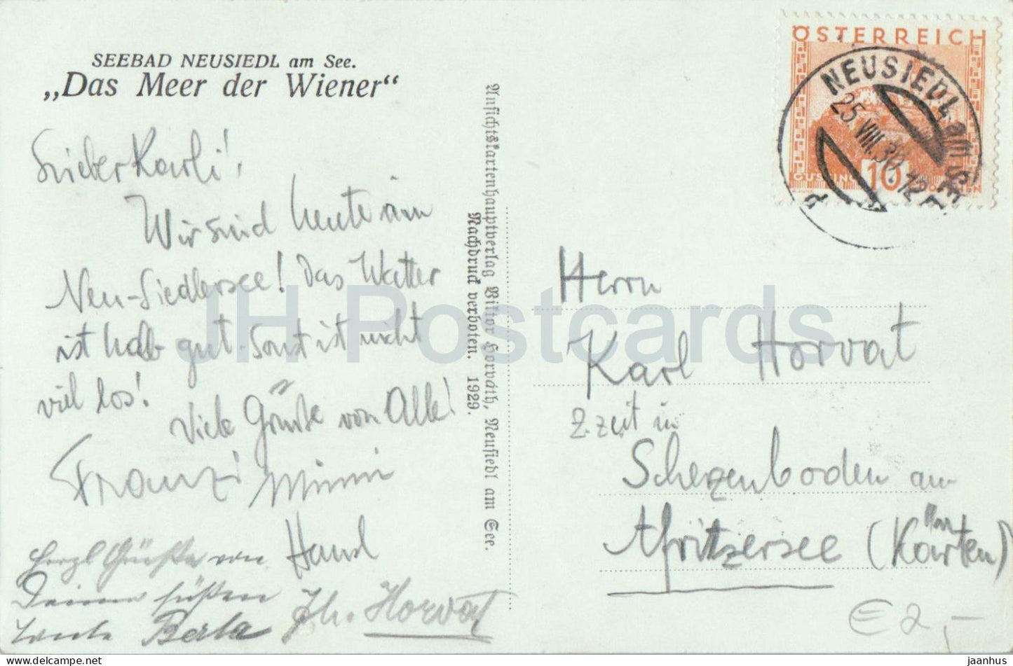 Seebad Neusiedl am See - Bathing resort Neusiedl Lake - Sailing boats - old postcard - 1930 - Austria - used