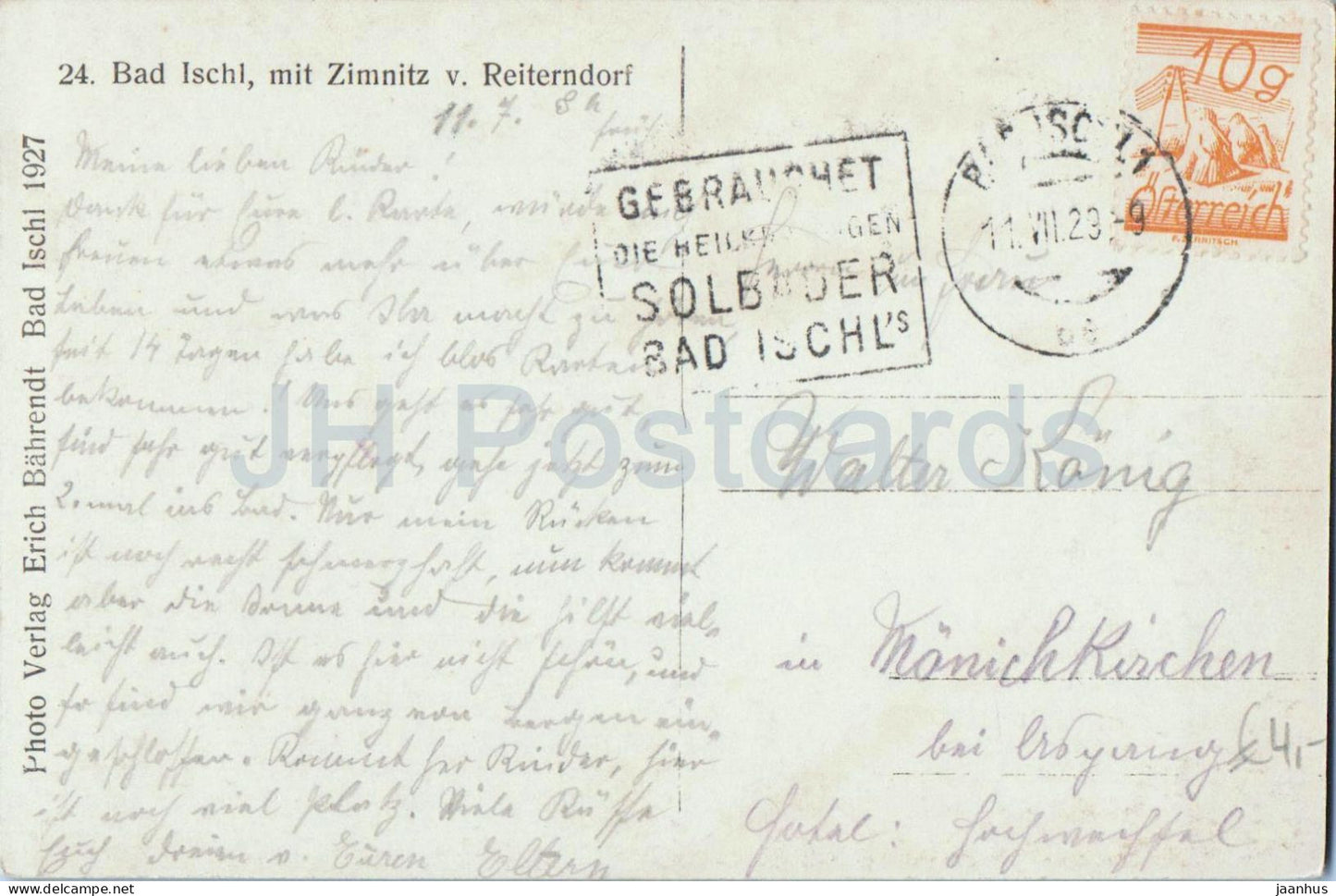 Bad Ischl mit Zimnitz v. Reiterndorf - panorama - No. 24 - old postcard - 1929 - Austria - used
