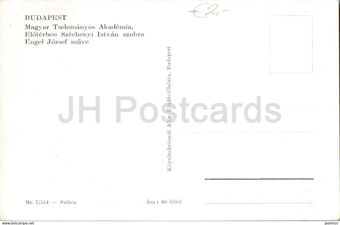 Budapest - Magyar Tudomanyos Akademia - Szechenyi Istvan szobra - Academy of Sciences - old postcard - Hungary - unused