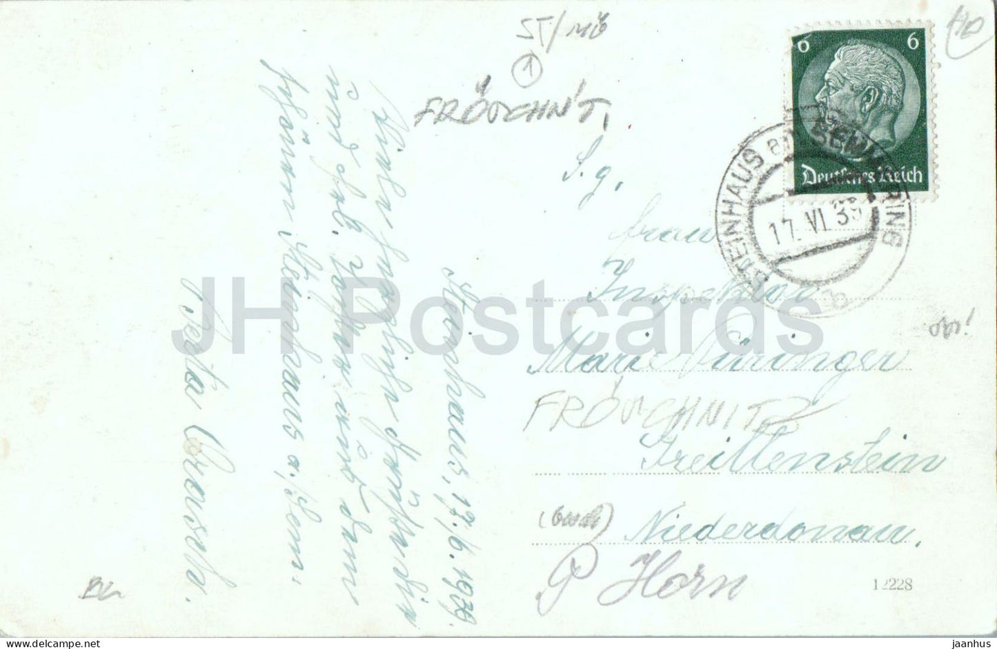 Gruss aus dem Froschnitztal 1073 m - ferme de montagne - Alpes - 12228 - carte postale ancienne - 1939 - Autriche - utilisé