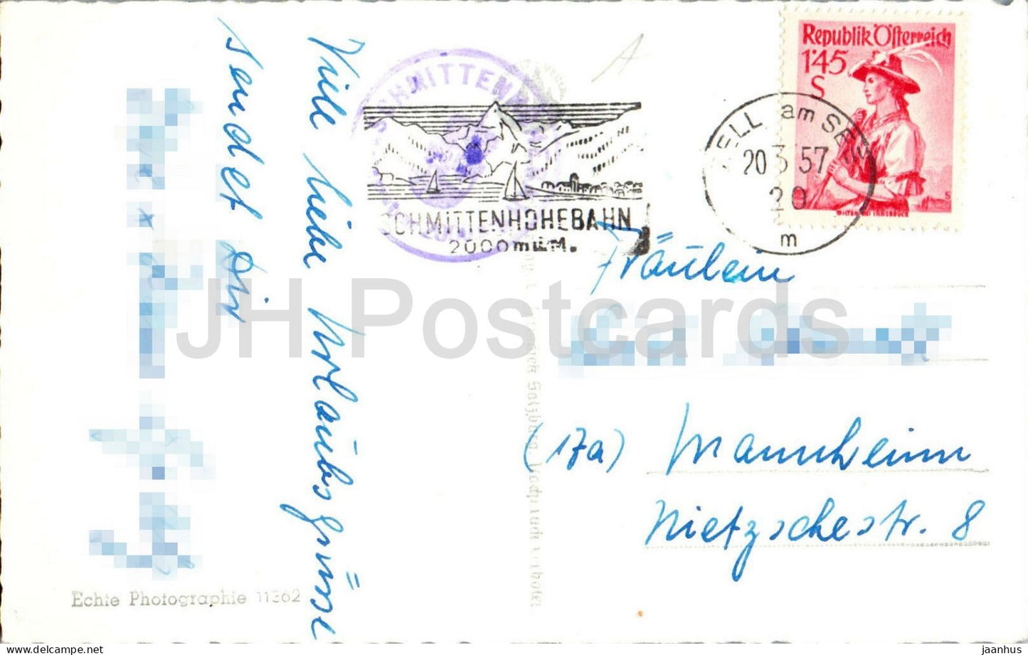 Schmittenhöhe 1968 m Glocknergruppe - 11362 - Berge - Alpenpanorama - alte Postkarte - 1957 - Österreich - gebraucht