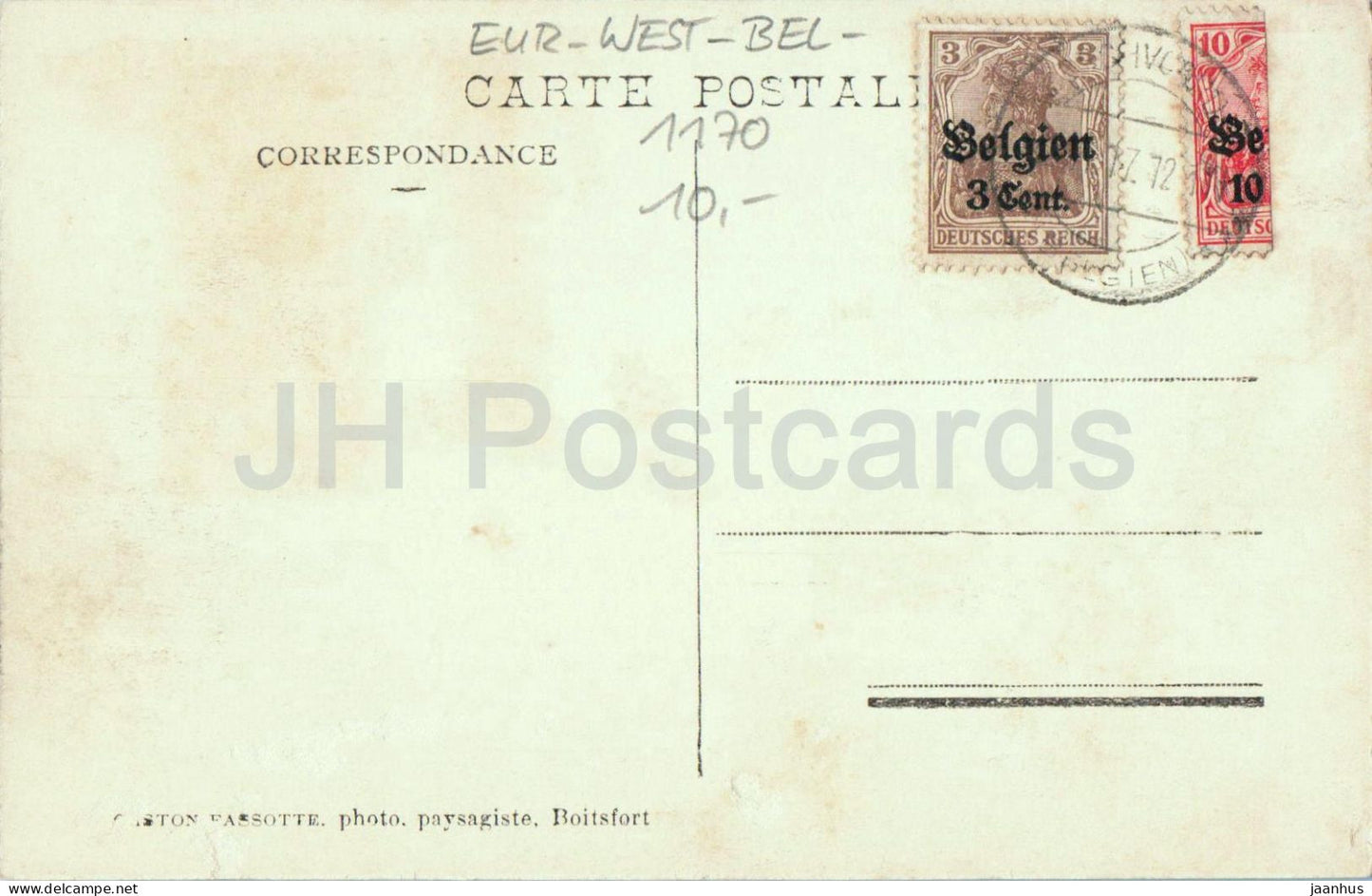 Boitsfort - Sous-Bois a l’Etang des enfants noyes - forest and lake view - Belgien 3 cent old postcard - Belgium - used