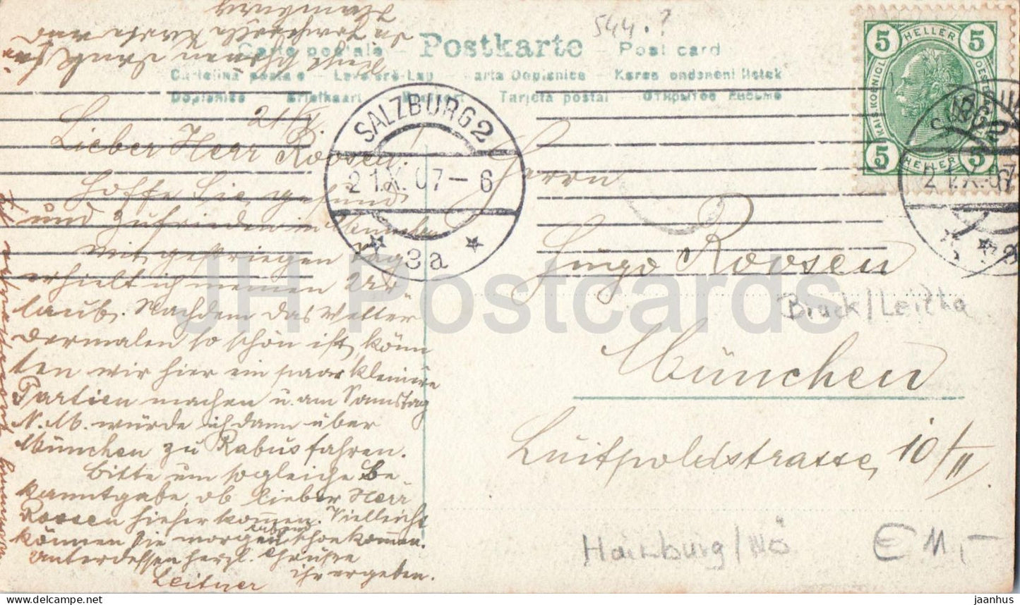 Bauernhaus bei Salzburg - Ferme près de Salzbourg - Vie rurale - photo d'architecture carte postale ancienne - 1907 - Autriche - utilisé