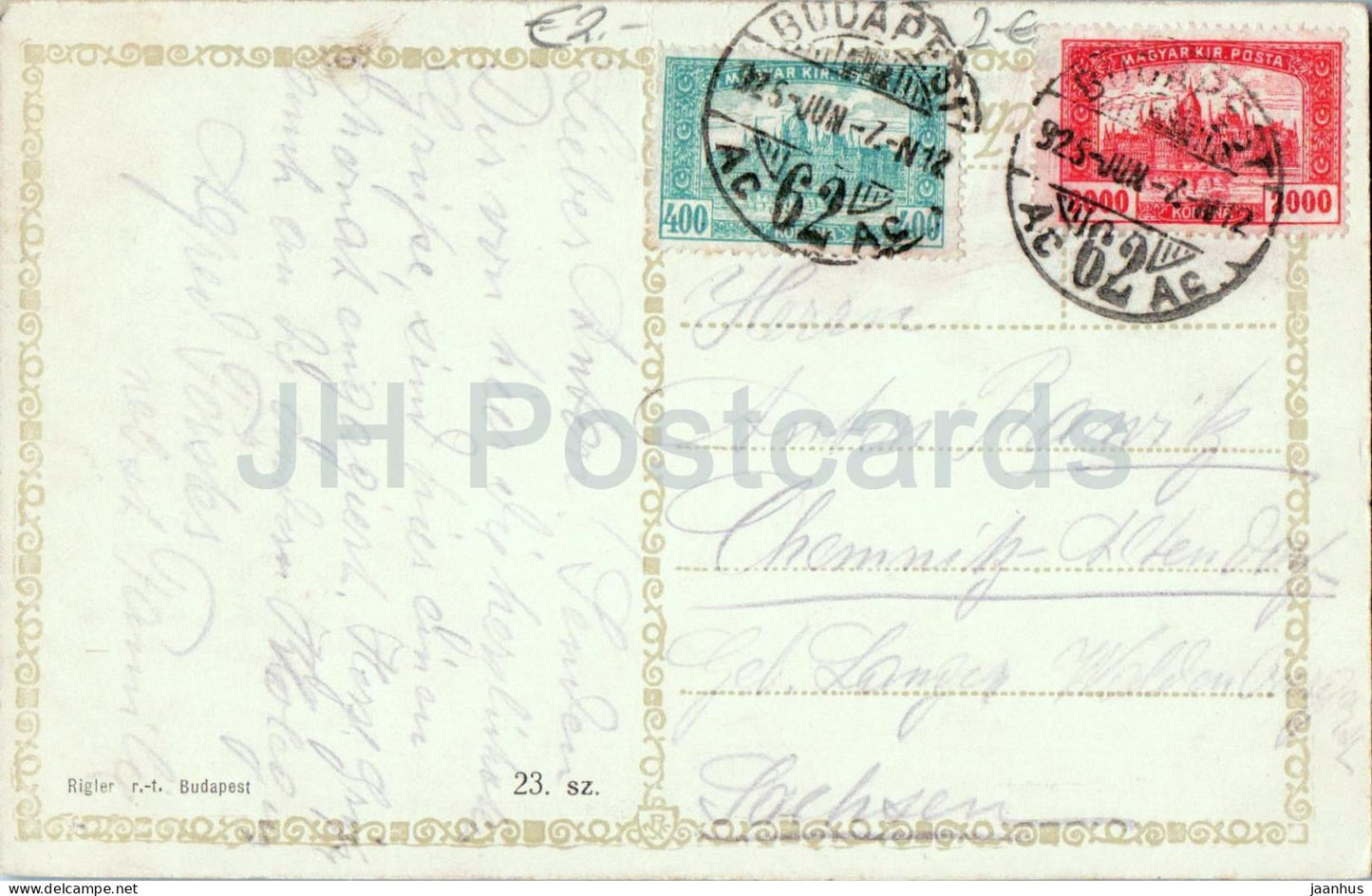 Budapest - Varosliget - Vajdahunyad vara - City Park - Vajdahunyad Castle - 9533 - old postcard - 1925 - Hungary - used