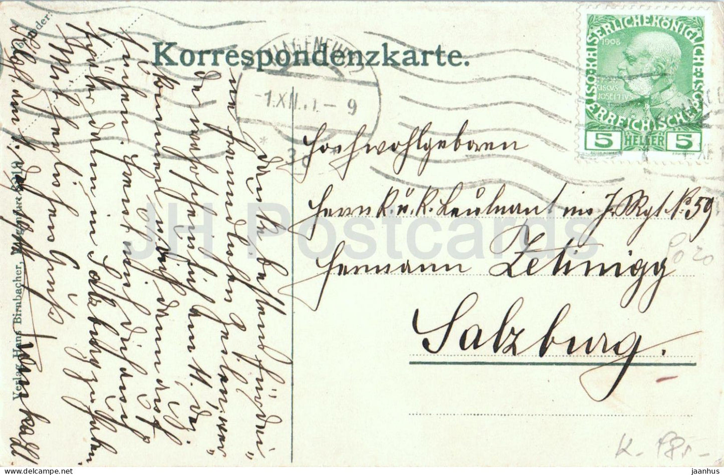 Klagenfurt - Lindwurmdenkmal - Statue de dragon - carte postale ancienne - 1911 - Autriche - utilisé