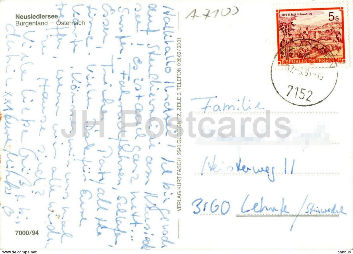 Surf Grusse vom Neusiedlersee - Burgenland - windsurfing - surfing lake - water sports - 7000/94 - 1991 - Austria - used