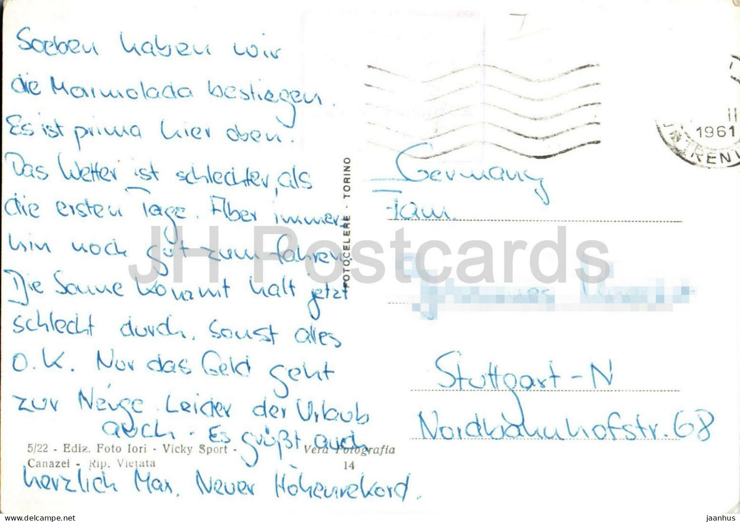 Marmolada - Capanna Punta Rocca - Gruppo della Lungo - Dolomiten - Berge - Alpen - 14 - 1961 - Italien - gebraucht