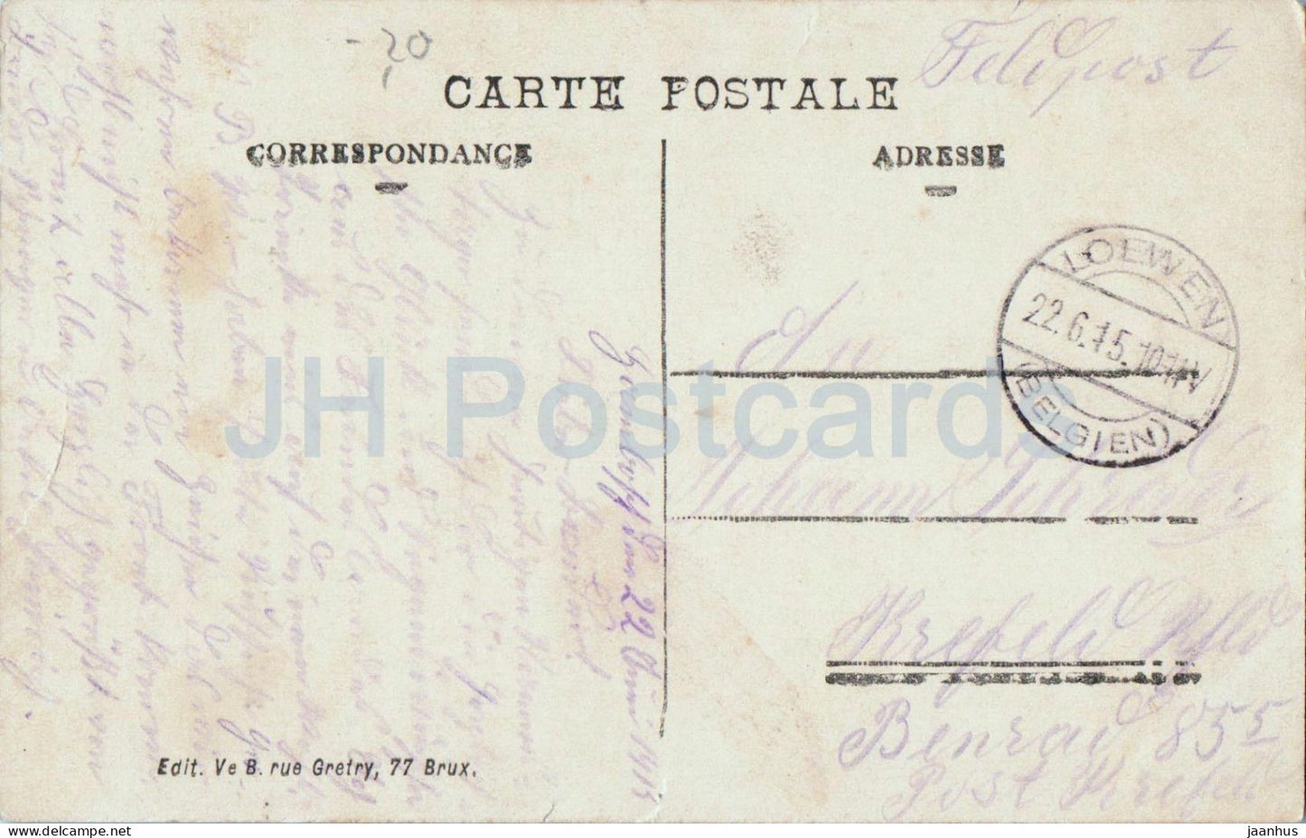Brüssel - Brüssel - Statue des Comtes d'Egmont et de Hornes - Denkmal Feldpost alte Postkarte - 1915 - Belgien - gebraucht