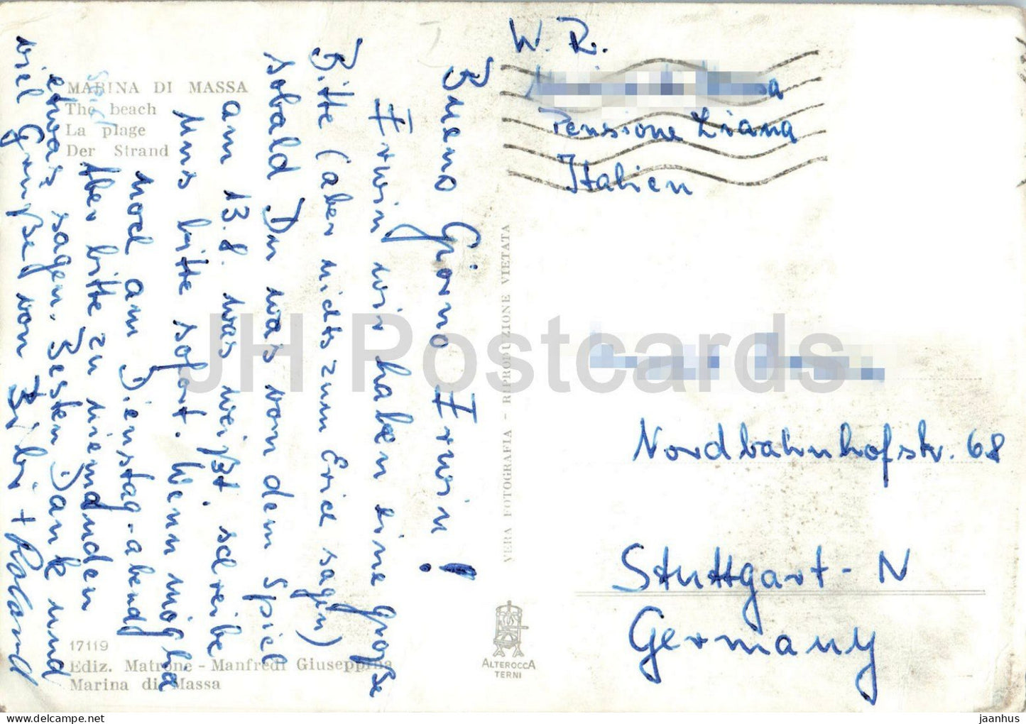 Marina di Massa - La spiaggia - Strand - Badeort - Toskana - 17119 - alte Postkarte - Italien - gebraucht