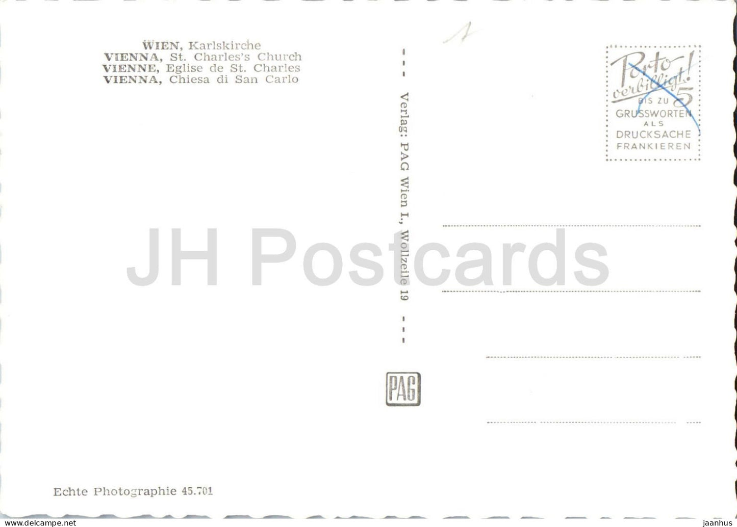 Wien - Vienna - Karlskirche - Kirche - Nachtansicht - 45701 - alte Postkarte - Österreich - unbenutzt