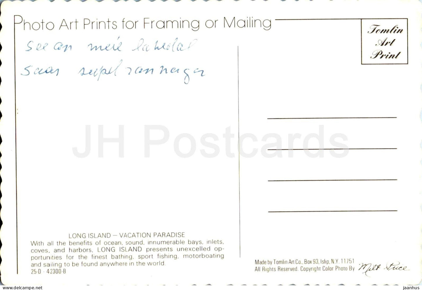 Greetings from Long Island - vacation paradise - beach - sailing boat - 42300 - USA - used